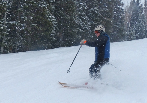 Craig Moyer skiing in Thursday's snow
